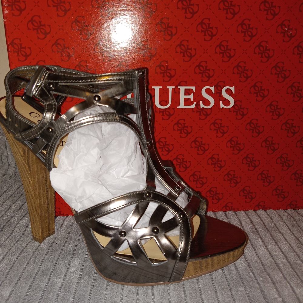 Guess Women's Silver Strappy Heels
